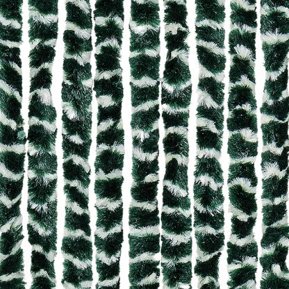 vidaXL Rideau anti-mouches vert et blanc 118x220 cm chenille