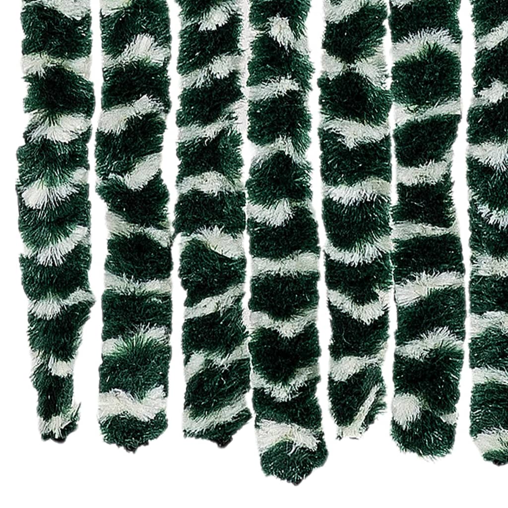 vidaXL Rideau anti-mouches vert et blanc 118x220 cm chenille