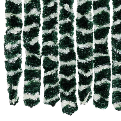 vidaXL Rideau anti-mouches vert et blanc 118x220 cm chenille