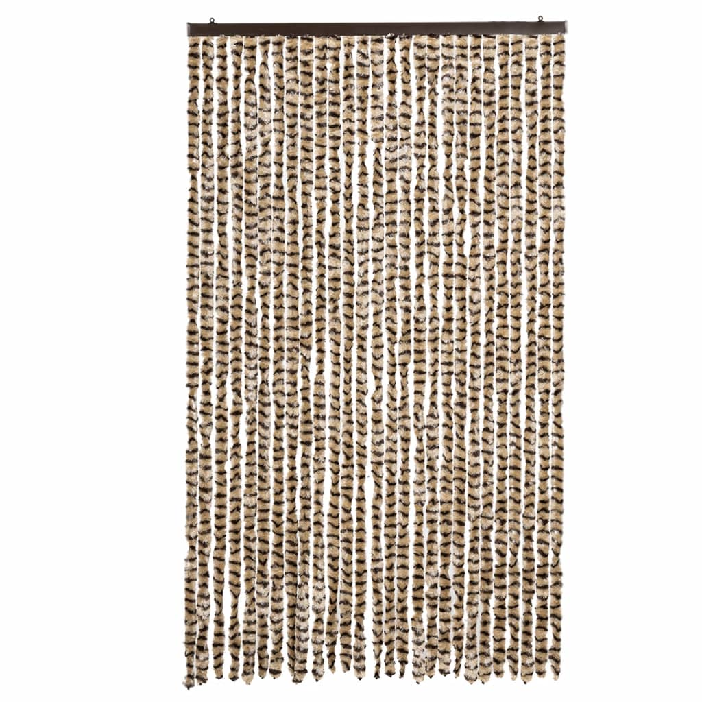 vidaXL Rideau anti-mouches beige et marron 118x220 cm chenille