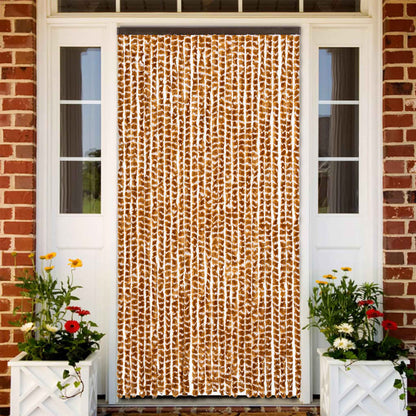 vidaXL Rideau anti-mouches ocre et blanc 118x220 cm chenille