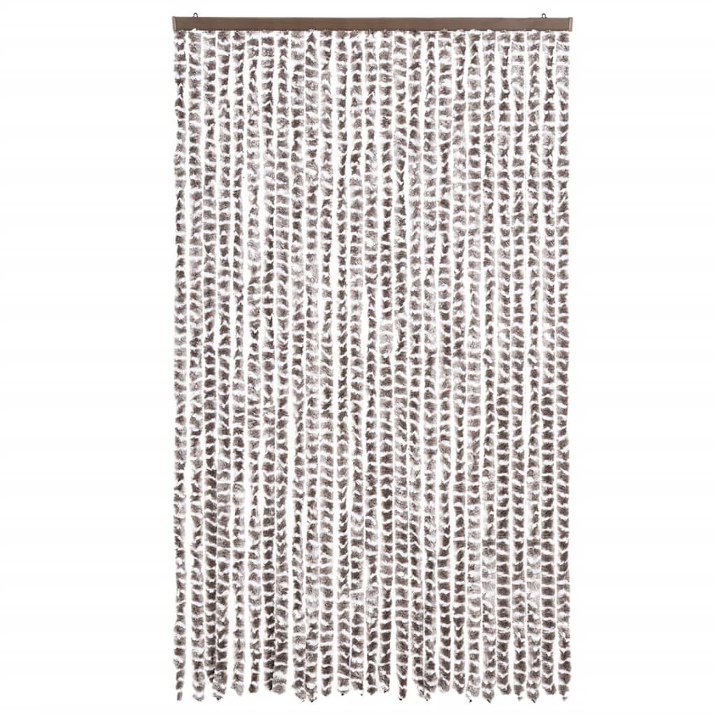 vidaXL Rideau anti-mouches taupe et blanc 118x220 cm chenille
