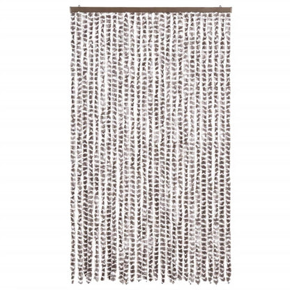 vidaXL Rideau anti-mouches taupe et blanc 118x220 cm chenille