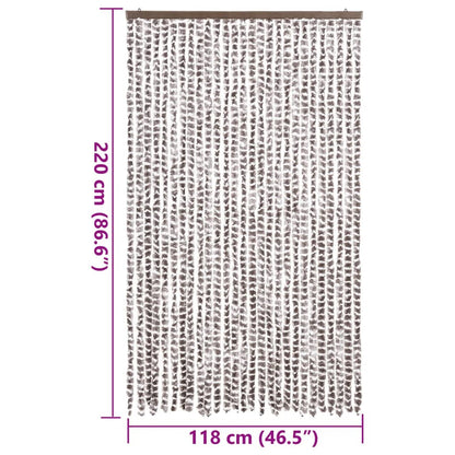vidaXL Rideau anti-mouches taupe et blanc 118x220 cm chenille
