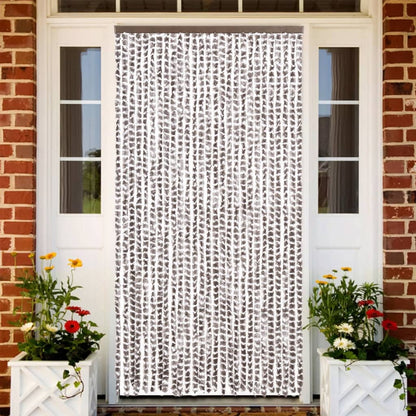 vidaXL Rideau anti-mouches taupe et blanc 118x220 cm chenille