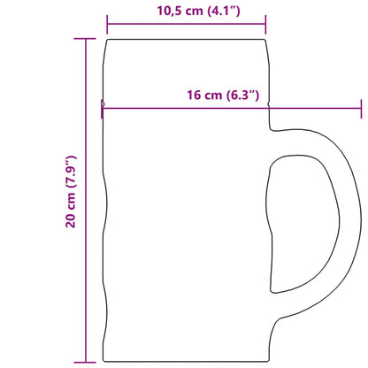 vidaXL Chopes à bière avec poignée en verre 6 pcs 1000 ml