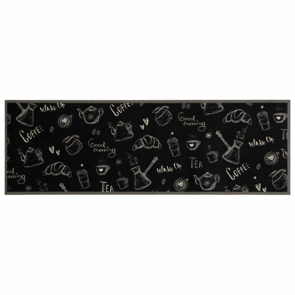 vidaXL Tapis de cuisine lavable imprimé Morning noir 60x180 cm velours