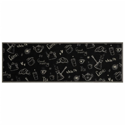 vidaXL Tapis de cuisine lavable imprimé Morning noir 60x180 cm velours