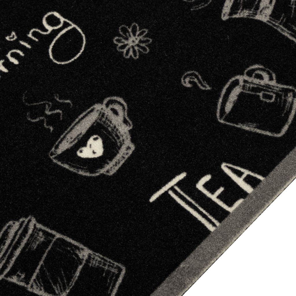 vidaXL Tapis de cuisine lavable imprimé Morning noir 60x180 cm velours