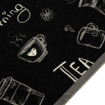 vidaXL Tapis de cuisine lavable imprimé Morning noir 60x180 cm velours