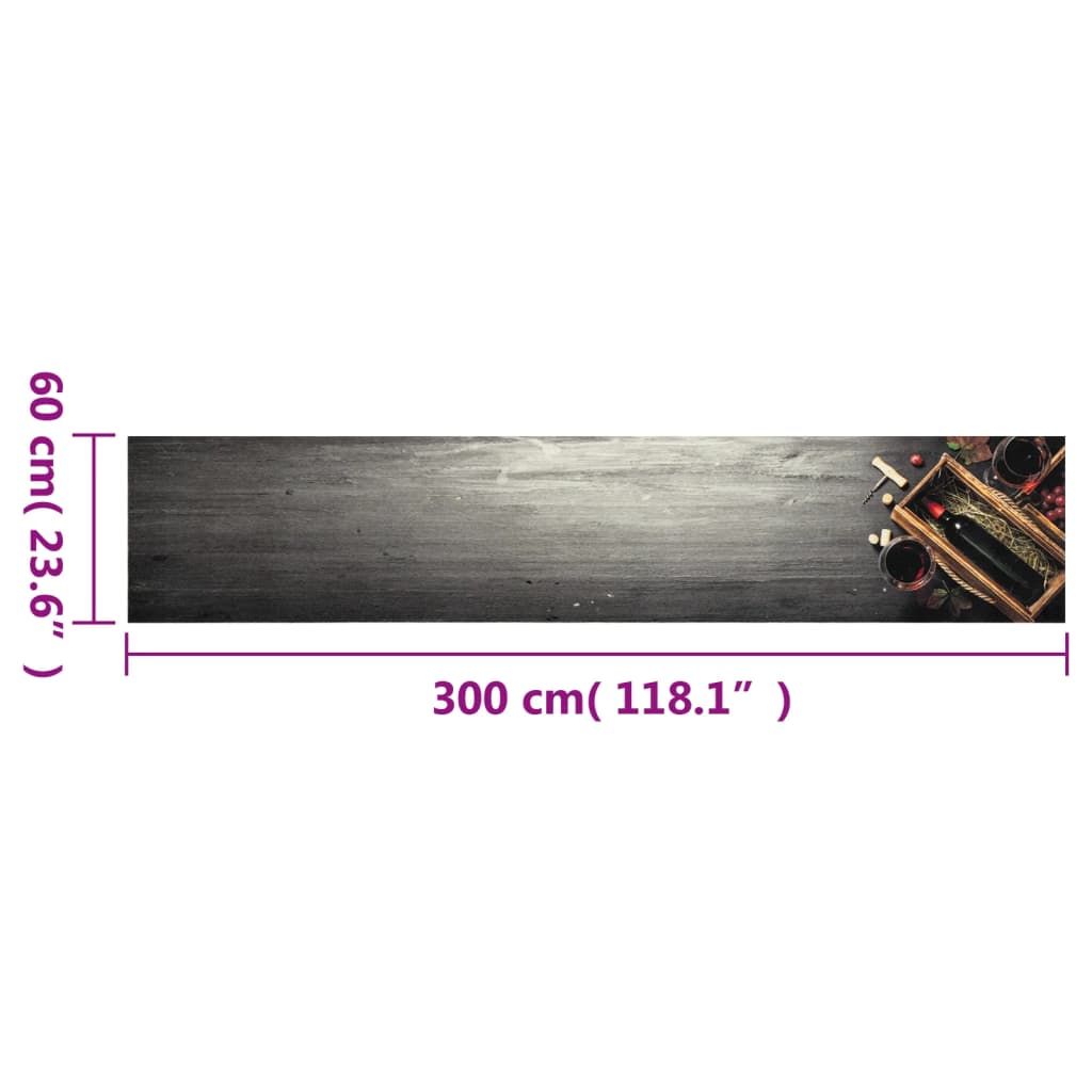 vidaXL Tapis de cuisine lavable bouteille de vin 60x300 cm velours