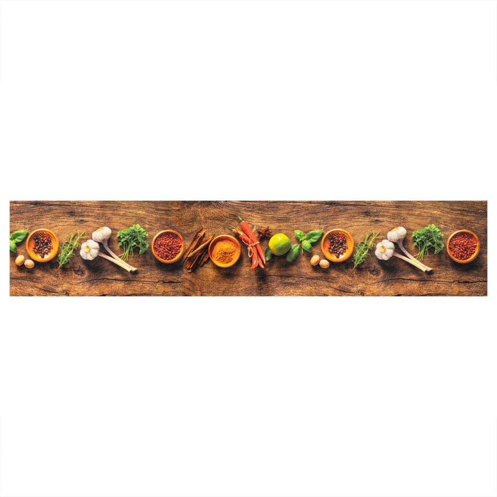 vidaXL Tapis de cuisine lavable impression d'épices 60x300 cm velours
