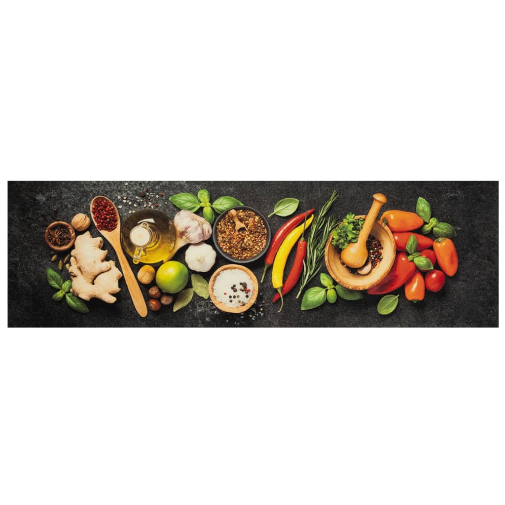 vidaXL Tapis de cuisine lavable impression d'épices 45x150 cm velours