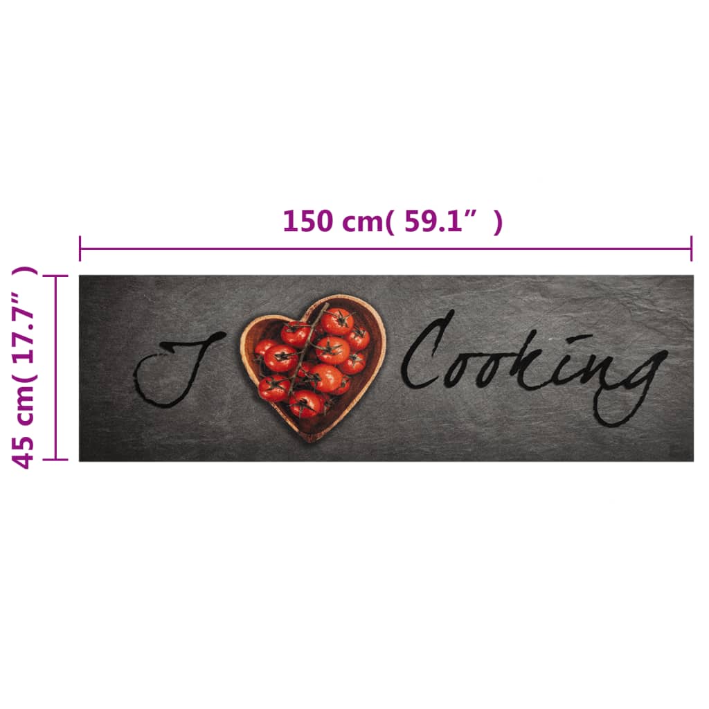 vidaXL Tapis de cuisine lavable texte Cooking 45x150 cm velours
