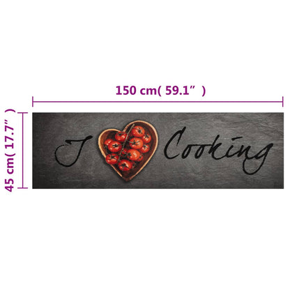 vidaXL Tapis de cuisine lavable texte Cooking 45x150 cm velours