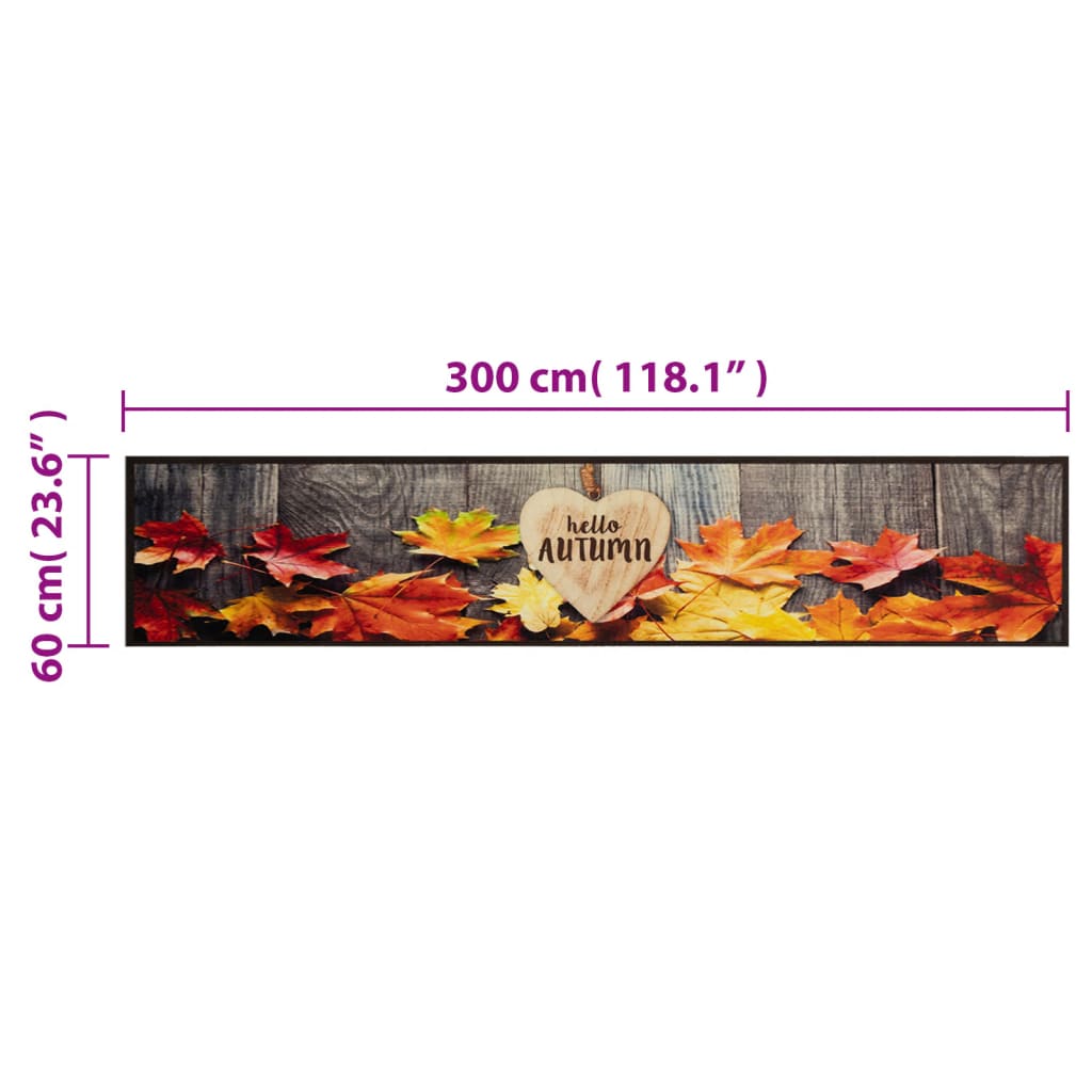 vidaXL Tapis de cuisine lavable impression d'automne 60x300 cm velours