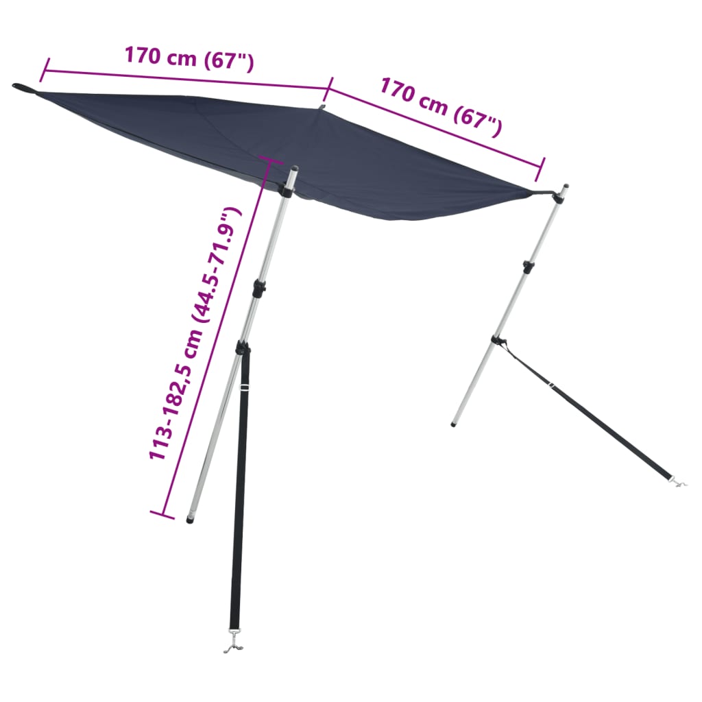 vidaXL Kit d'extension d'ombrage T-Top bleu 170x170x(113-182,5) cm