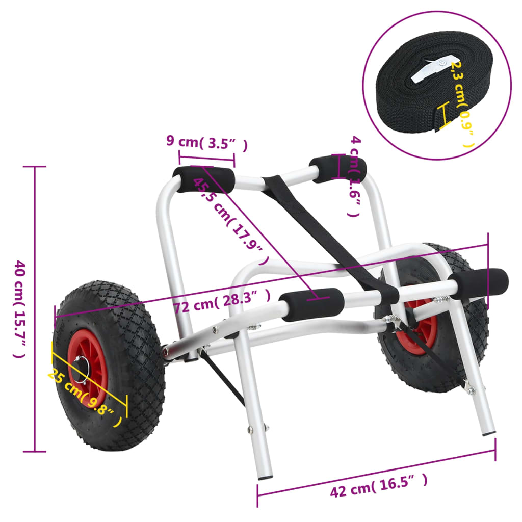 vidaXL Chariot pour kayak pliable 45 kg aluminium