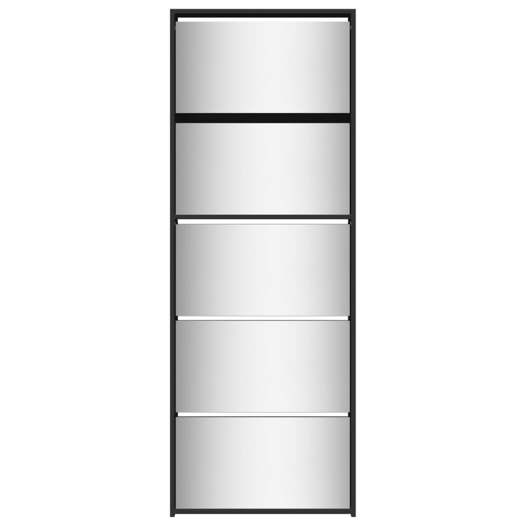 vidaXL Armoire à chaussures avec miroir 5 niveaux noir 63x17x169,5 cm