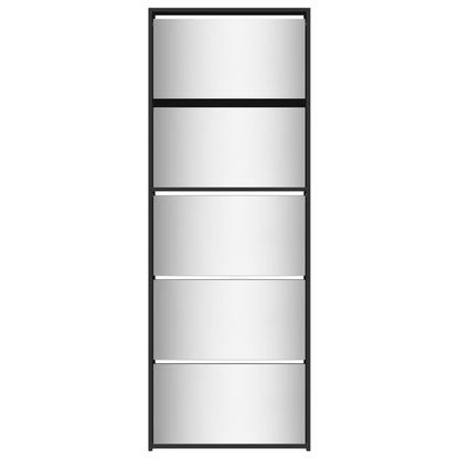 vidaXL Armoire à chaussures avec miroir 5 niveaux noir 63x17x169,5 cm