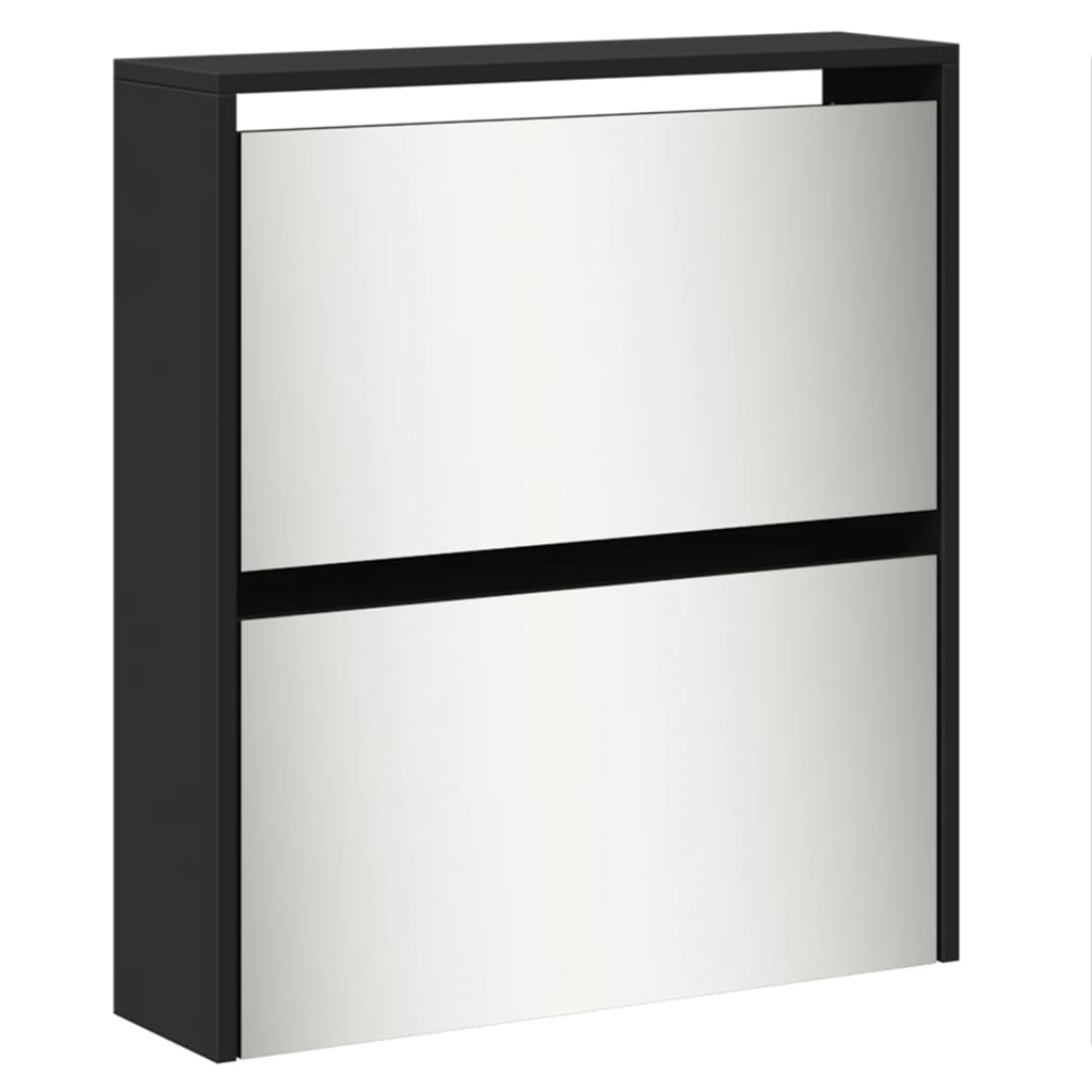 vidaXL Armoire à chaussures avec miroir 5 niveaux noir 63x17x169,5 cm