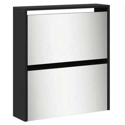 vidaXL Armoire à chaussures avec miroir 5 niveaux noir 63x17x169,5 cm
