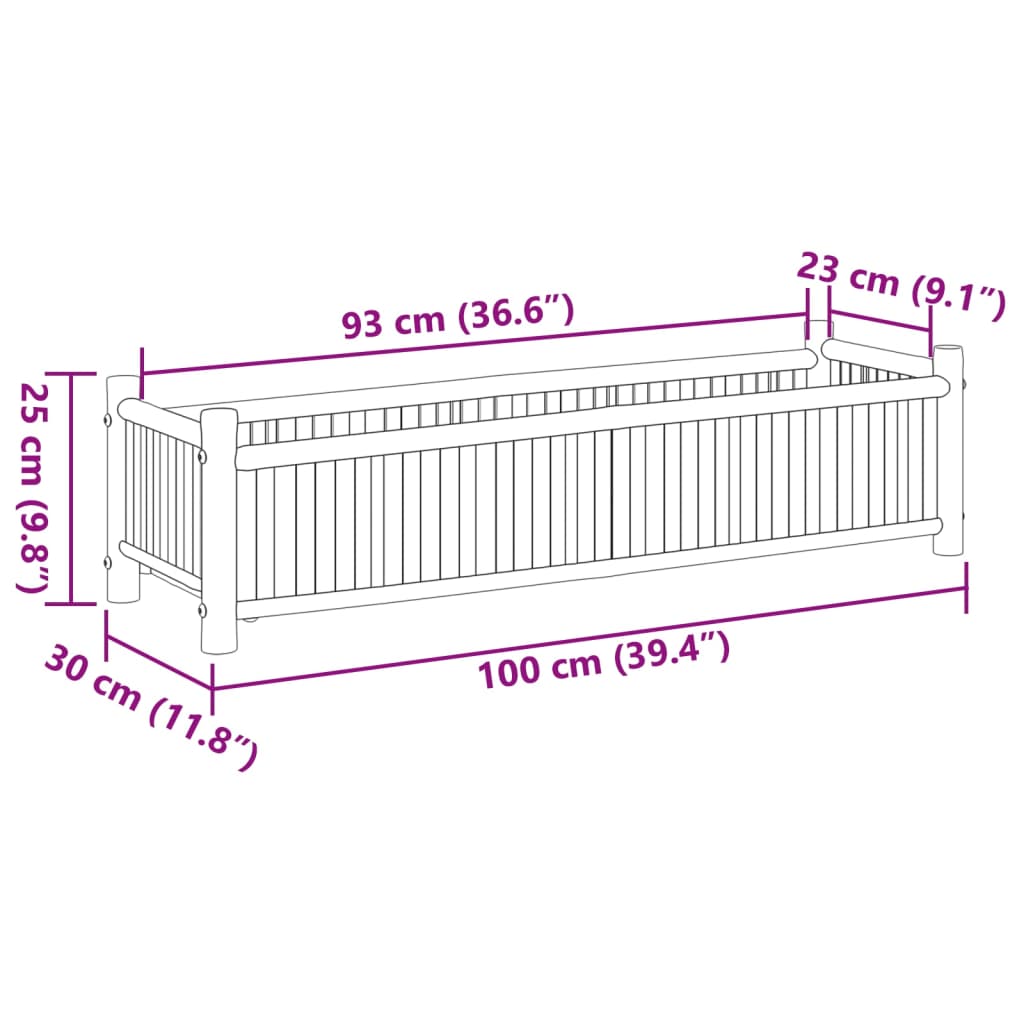 vidaXL Jardinière 100x30x25 cm bambou