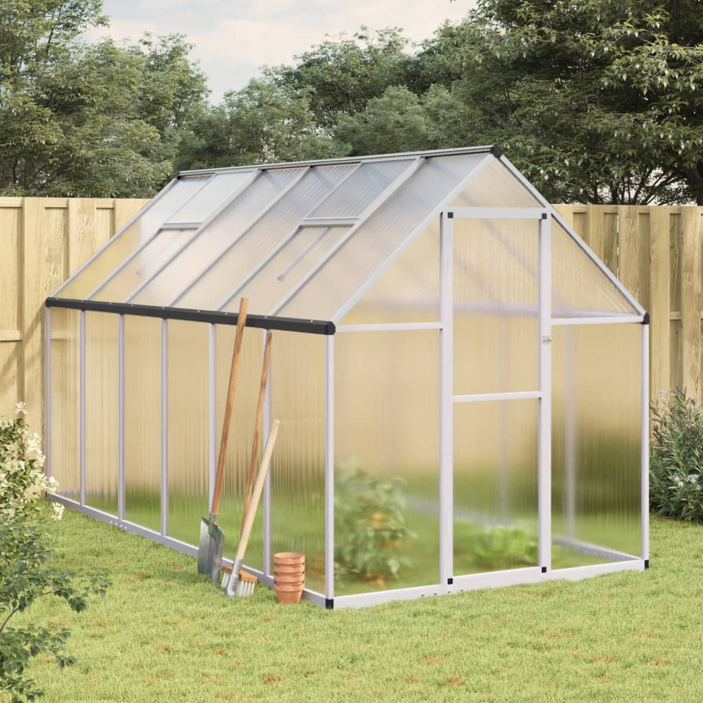 vidaXL Serre avec cadre de base argenté 334x169x195 cm aluminium