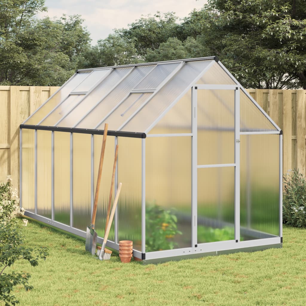 vidaXL Serre avec cadre de base argenté 334x169x202 cm aluminium
