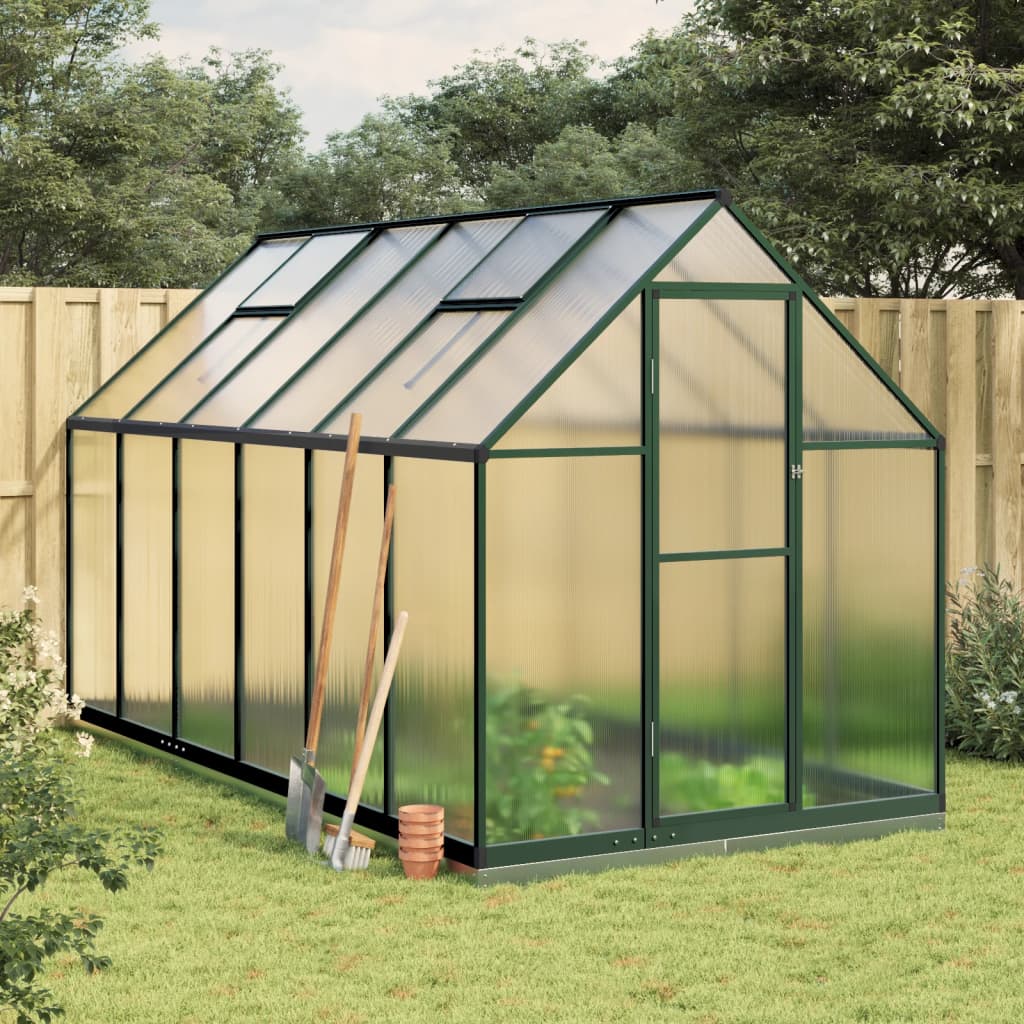 vidaXL Serre avec cadre de base vert 334x169x202 cm aluminium