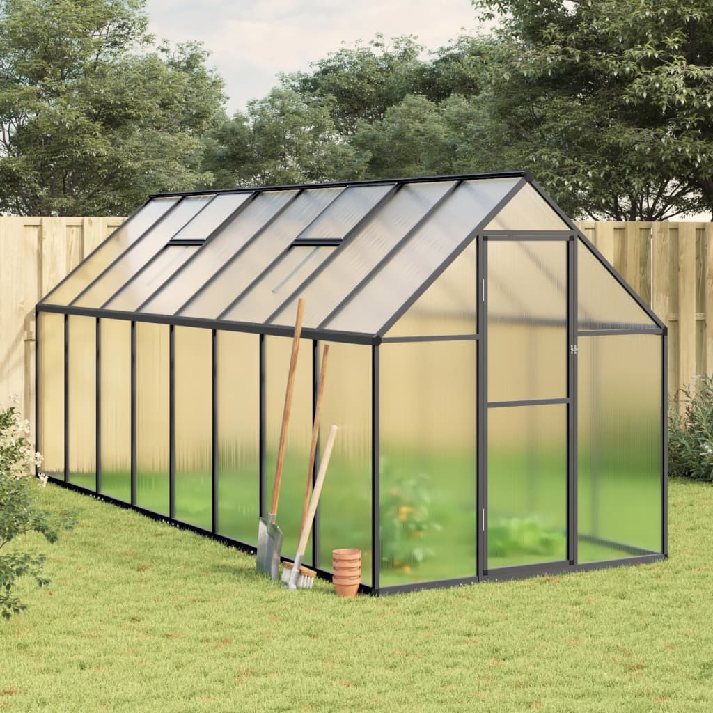 vidaXL Serre avec cadre de base anthracite 445x169x195 cm aluminium