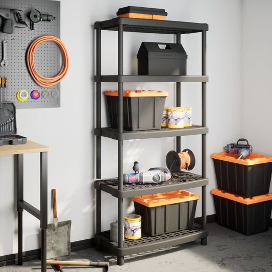 vidaXL Étagère de rangement à 5 niveaux noir 93,5x45,5x194,5 cm PP