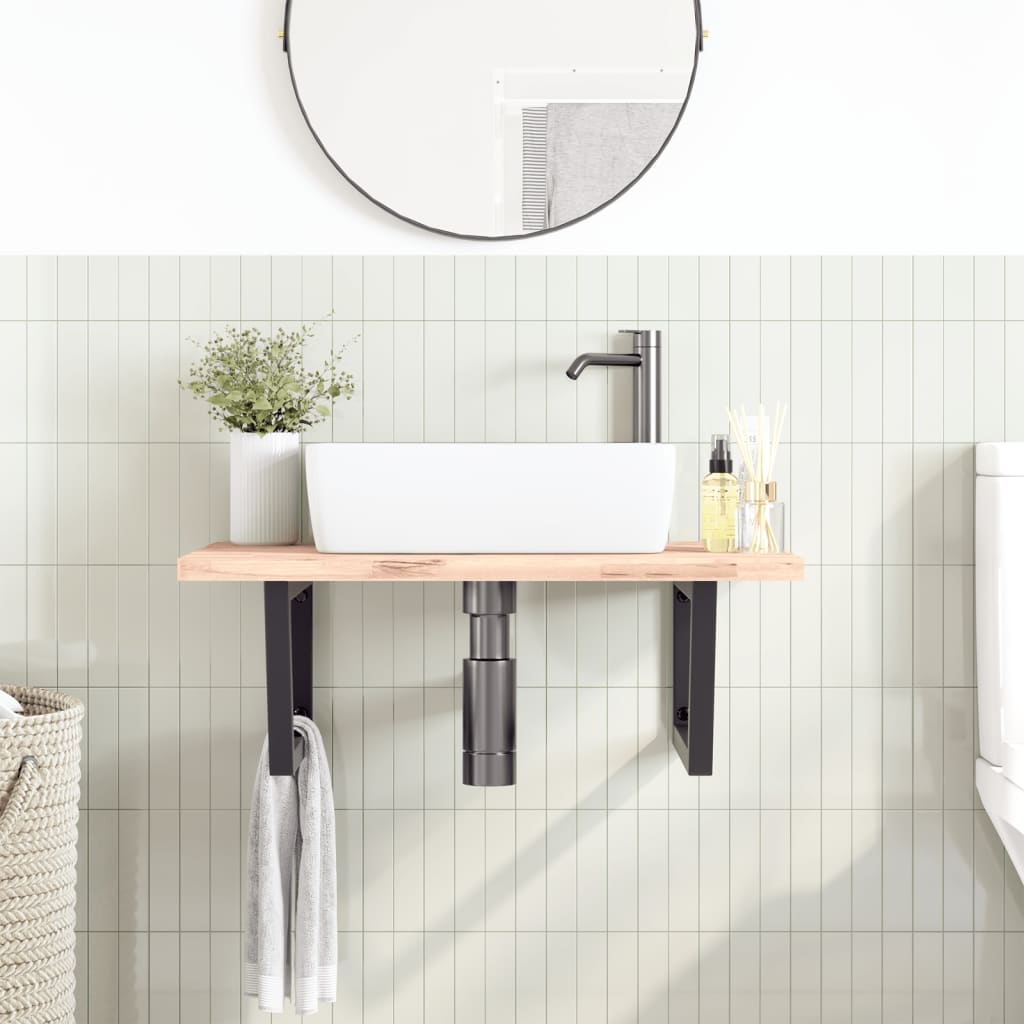 vidaXL Supports d'étagères pour lavabo 2 pcs noir trapèze acier
