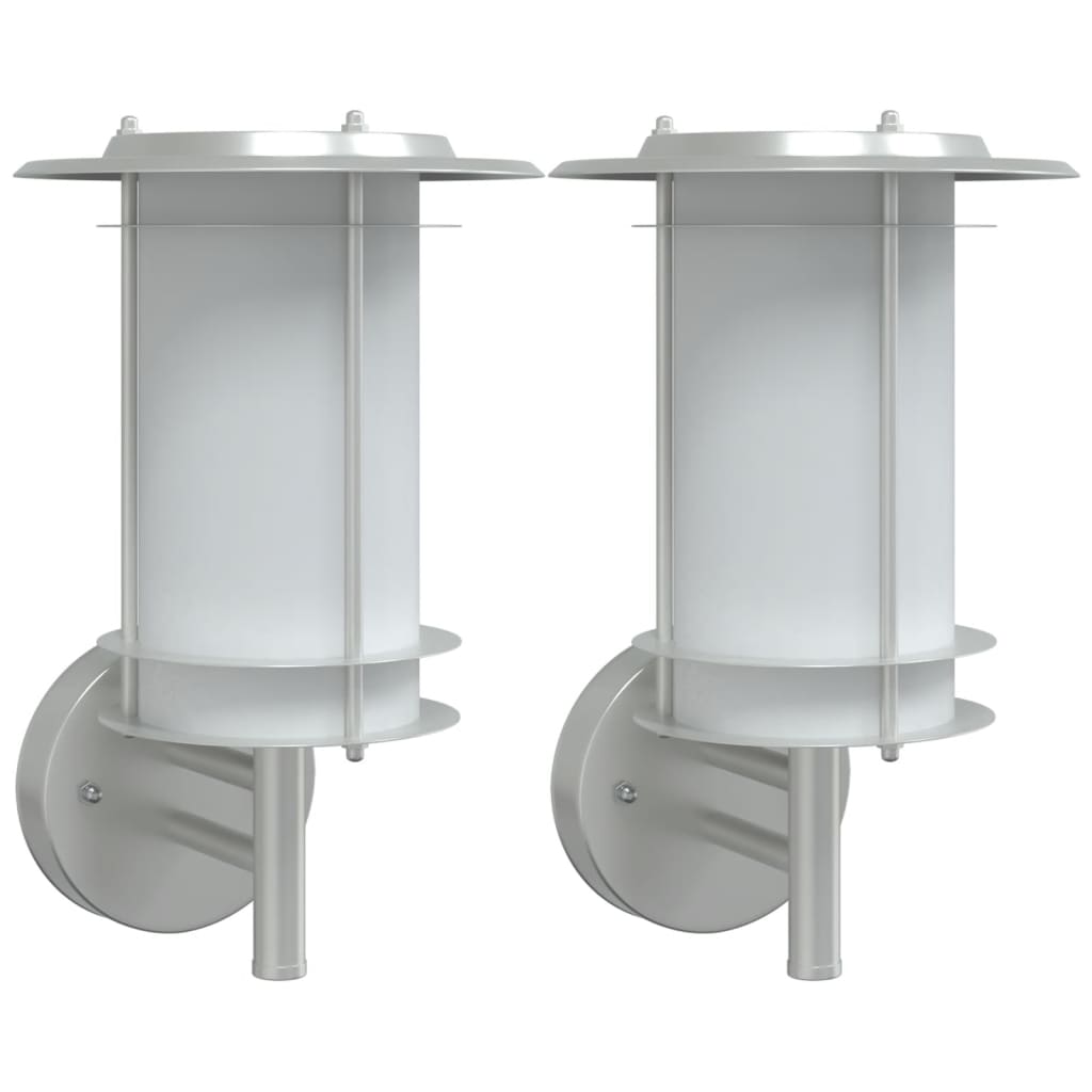 vidaXL Appliques murales d'extérieur 2pcs argenté acier inoxydable
