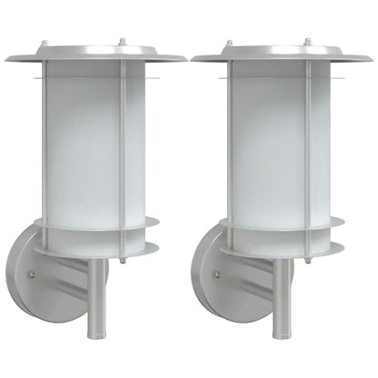 vidaXL Appliques murales d'extérieur 2pcs argenté acier inoxydable
