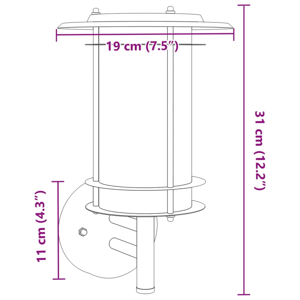 vidaXL Appliques murales d'extérieur 2pcs argenté acier inoxydable