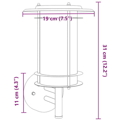 vidaXL Appliques murales d'extérieur 2pcs argenté acier inoxydable