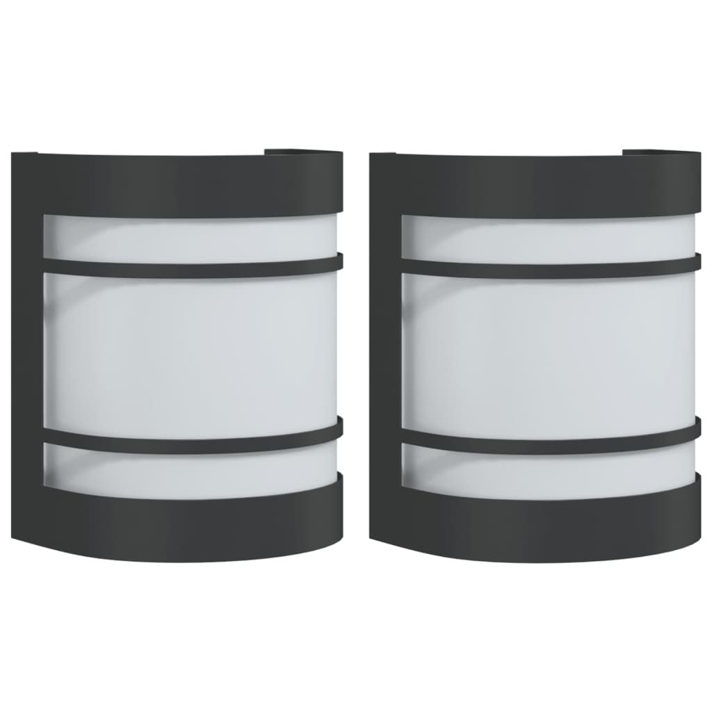 vidaXL Appliques murales d'extérieur 2 pcs noir acier inoxydable