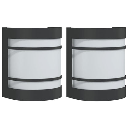 vidaXL Appliques murales d'extérieur 2 pcs noir acier inoxydable