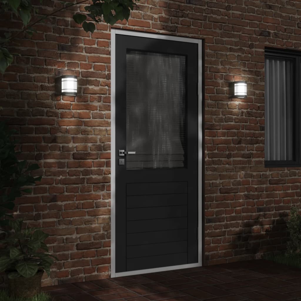 vidaXL Appliques murales d'extérieur 2 pcs noir acier inoxydable