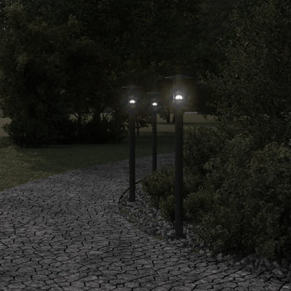vidaXL Lampadaires d'extérieur 3 pcs noir 100 cm acier inoxydable