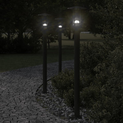 vidaXL Lampadaires d'extérieur 3 pcs noir 100 cm acier inoxydable