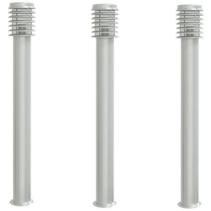 vidaXL Lampadaires d'extérieur 3 pcs argenté 110 cm acier inoxydable