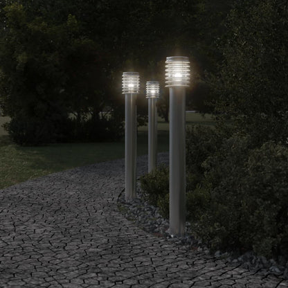 vidaXL Lampadaires d'extérieur 3 pcs argenté 110 cm acier inoxydable