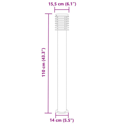 vidaXL Lampadaires d'extérieur 3 pcs argenté 110 cm acier inoxydable
