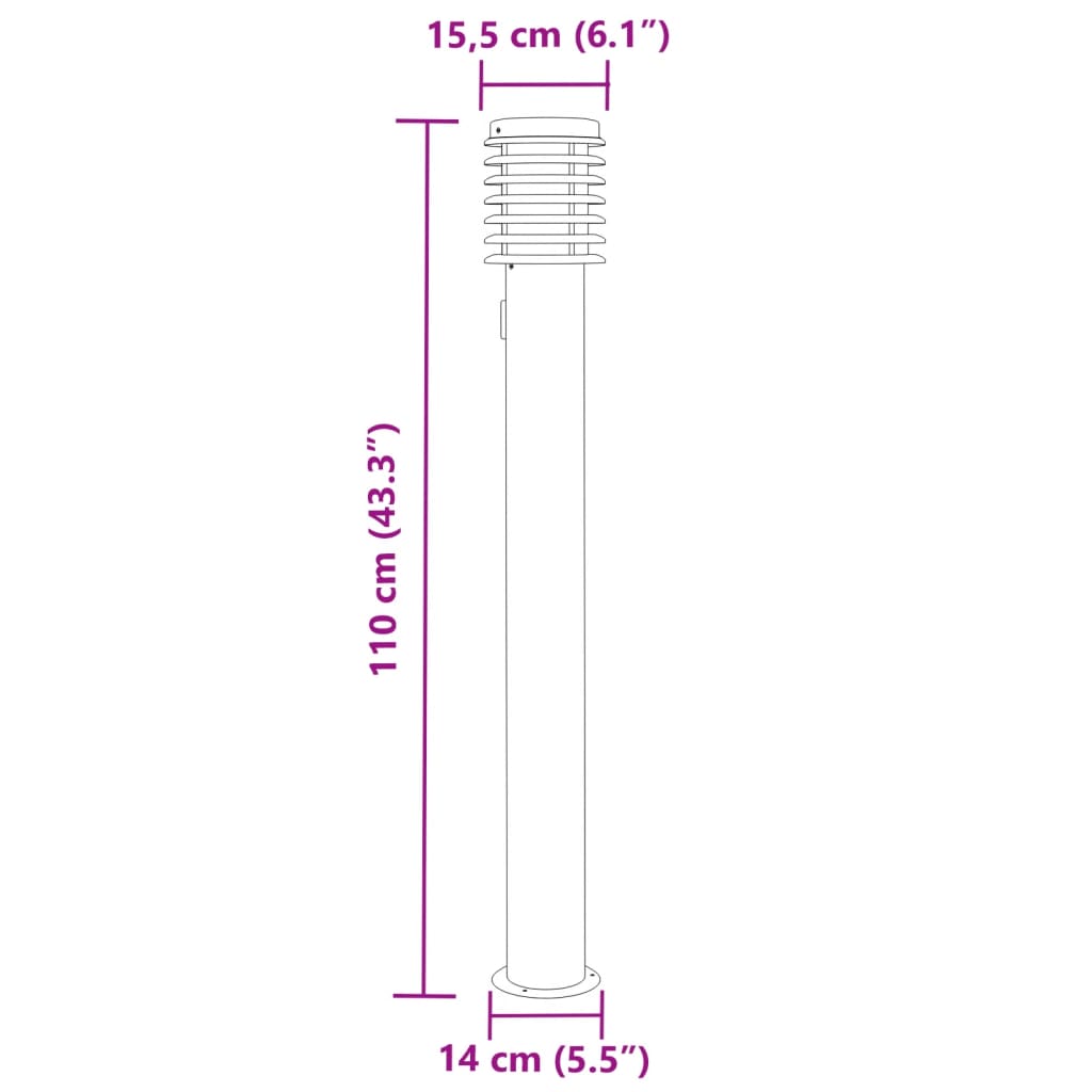 vidaXL Lampadaire d'extérieur et sortie argenté 110cm acier inoxydable