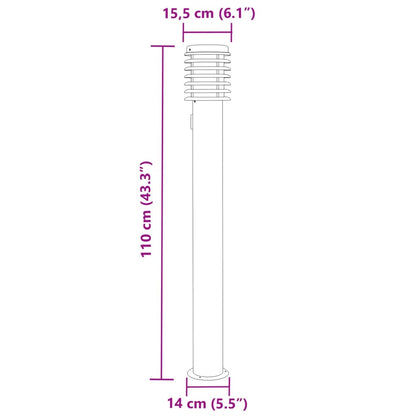 vidaXL Lampadaire d'extérieur et sortie argenté 110cm acier inoxydable