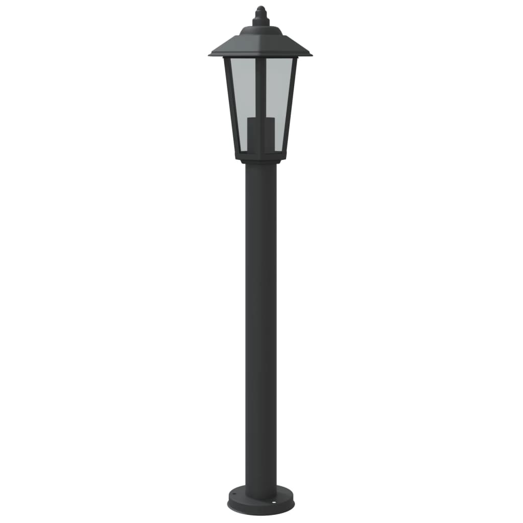 vidaXL Lampadaires d'extérieur 3 pcs noir 80 cm acier inoxydable