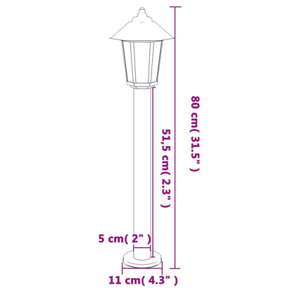 vidaXL Lampadaires d'extérieur 3 pcs noir 80 cm acier inoxydable