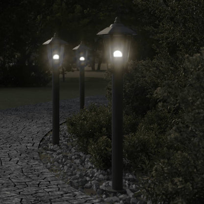 vidaXL Lampadaires d'extérieur 3 pcs noir 80 cm acier inoxydable